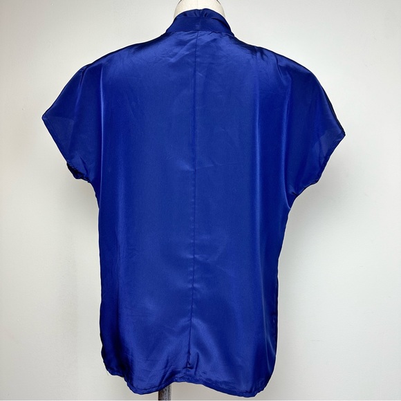 Vintage Navy Plunge Neck Blouse - Picture 5 of 8